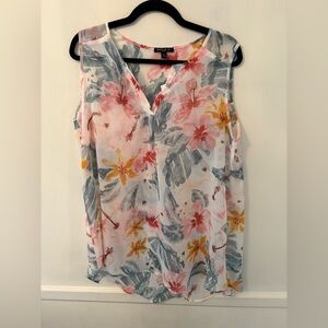 Sami &Jo Plus Women’s Floral Sleeveless Blouse -Sheer-NWT-Sz 1X